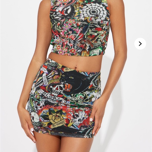 Colorful Graphic Print Women's Skirt SET - Picture 1 of 3